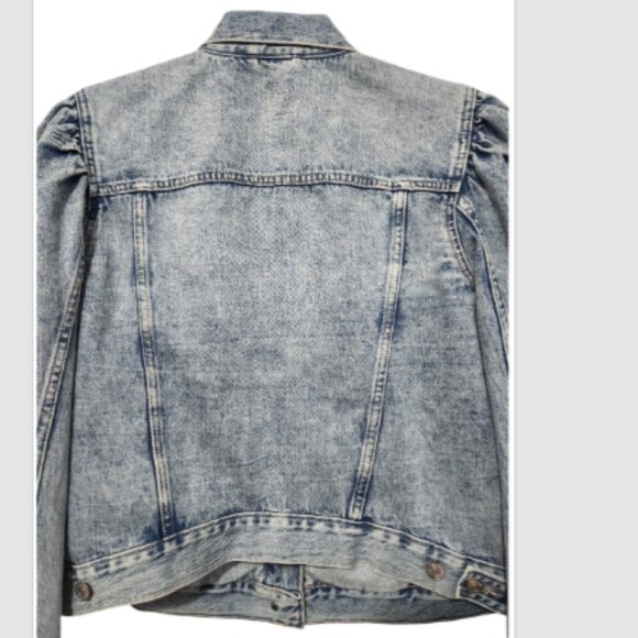Gap Denim Puff Sleeve Icon Button Jean JACKET Medium Blue Wash - Picture 5 of 10